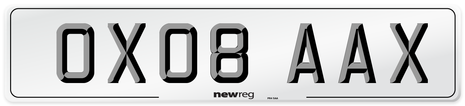 OX08 AAX Number Plate from New Reg